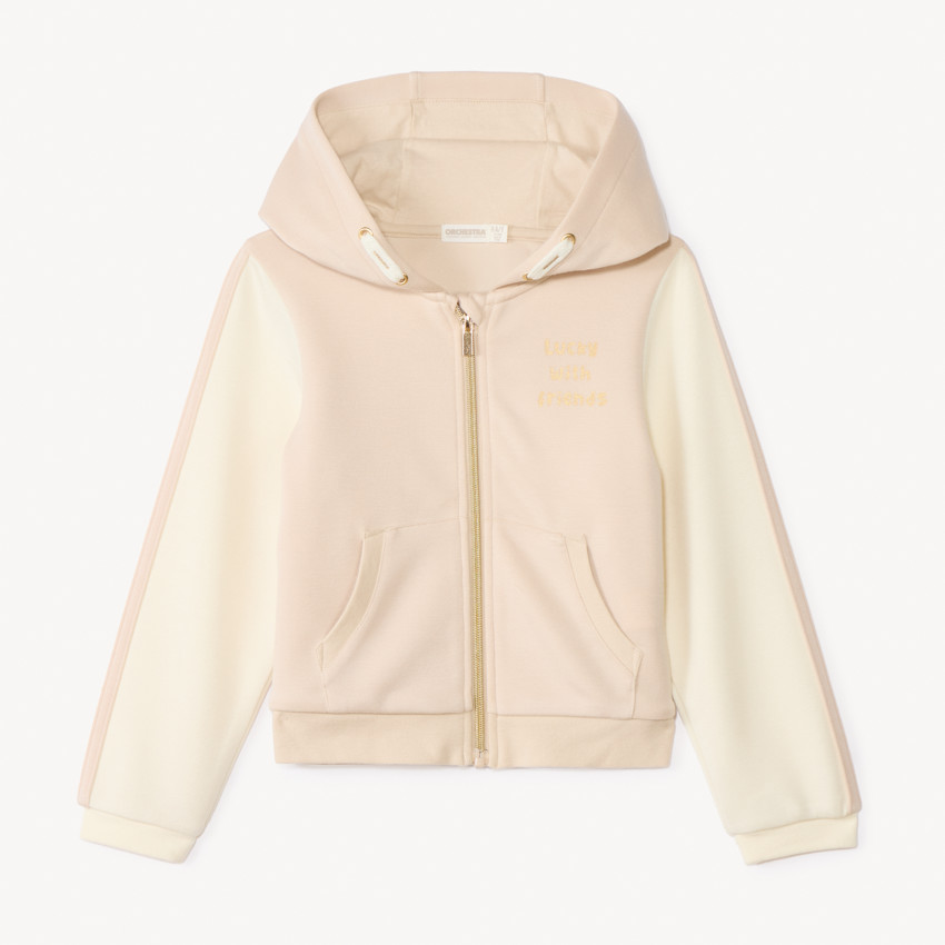 Gilet en scuba printé avec capuche pour fille