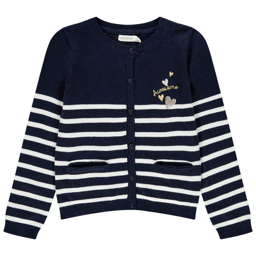 Gilet en tricot rayé pour enfant fille 