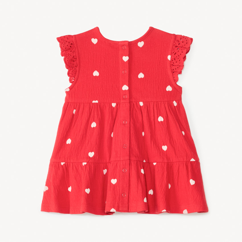 Ensemble robe manches courtes + bandeau imprimé cœurs pour bébé fille 