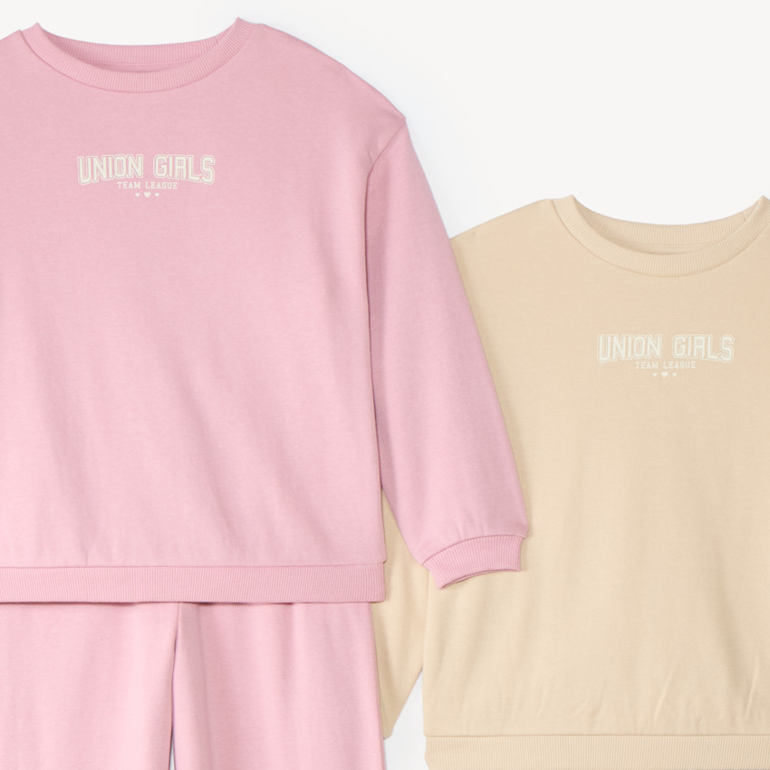 Lot de 2 ensembles de jogging fille avec sweat et pantalon large 