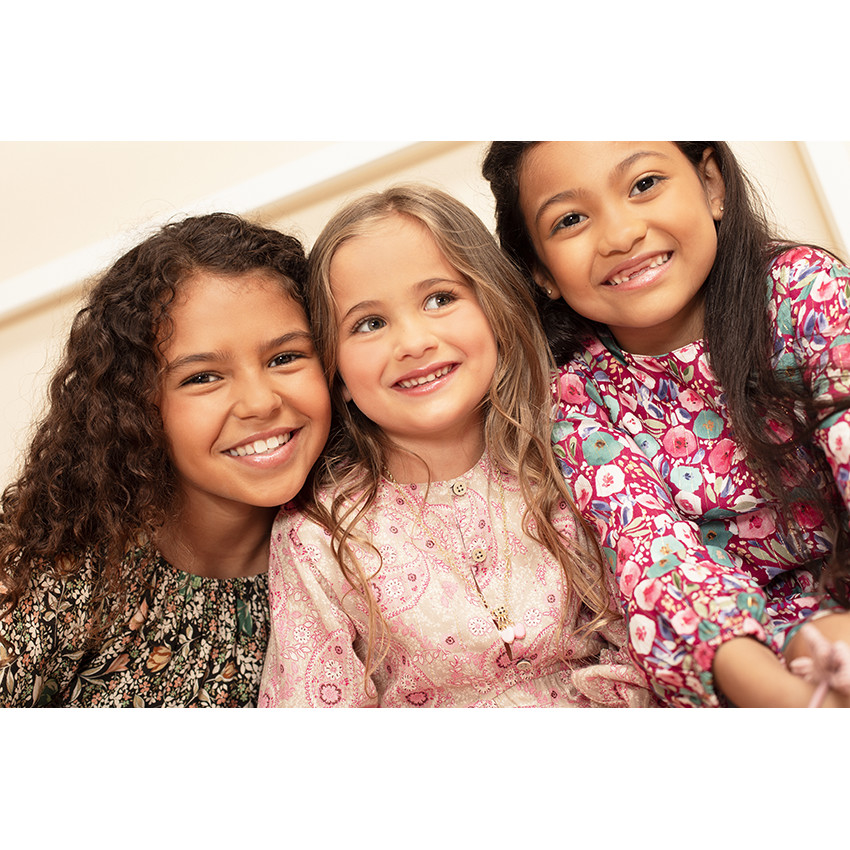 Robe manches longues bouffantes imprimé fleuri pour fille 