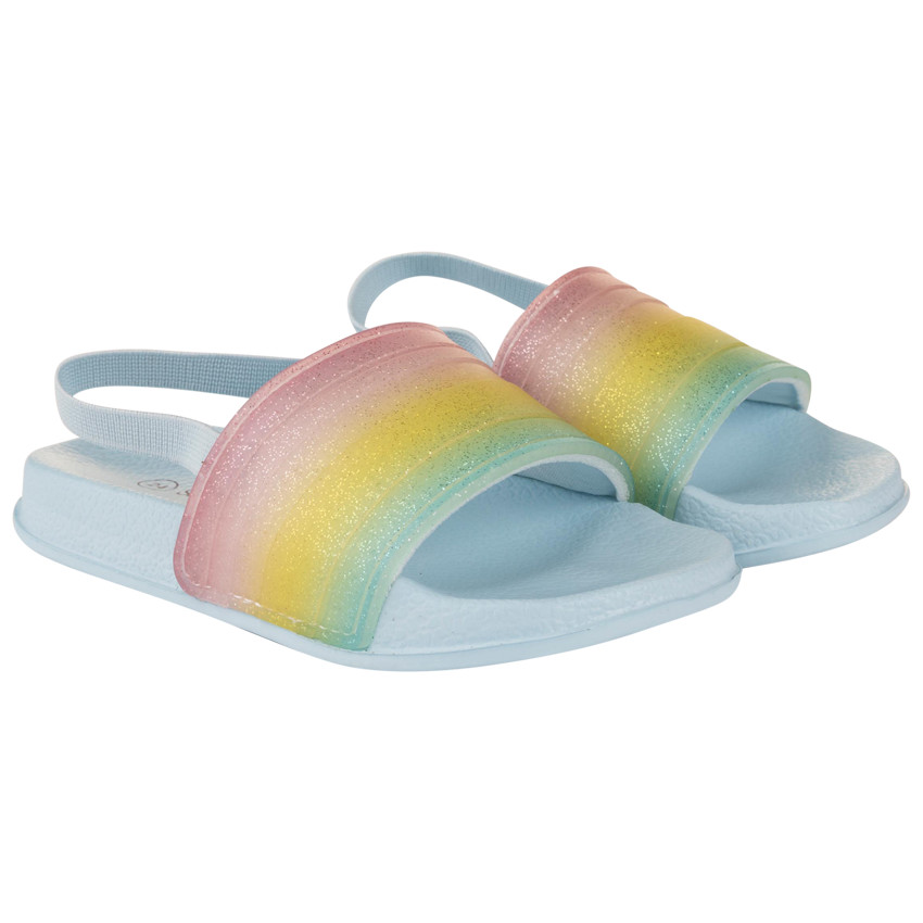 Claquettes arc-en-ciel pailletées pour fille avec lanière selon la pointure 