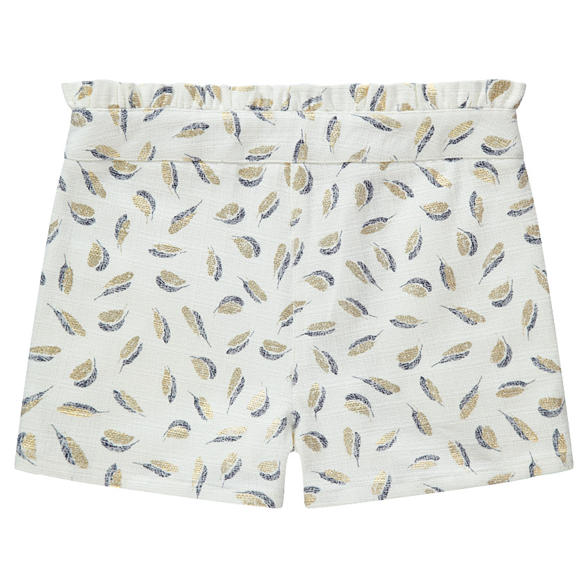 Junior - Short en coton natté avec plumes dorés imprimées all-over 