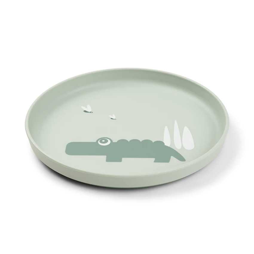 Assiette antidérapante Foodie Croco vert 