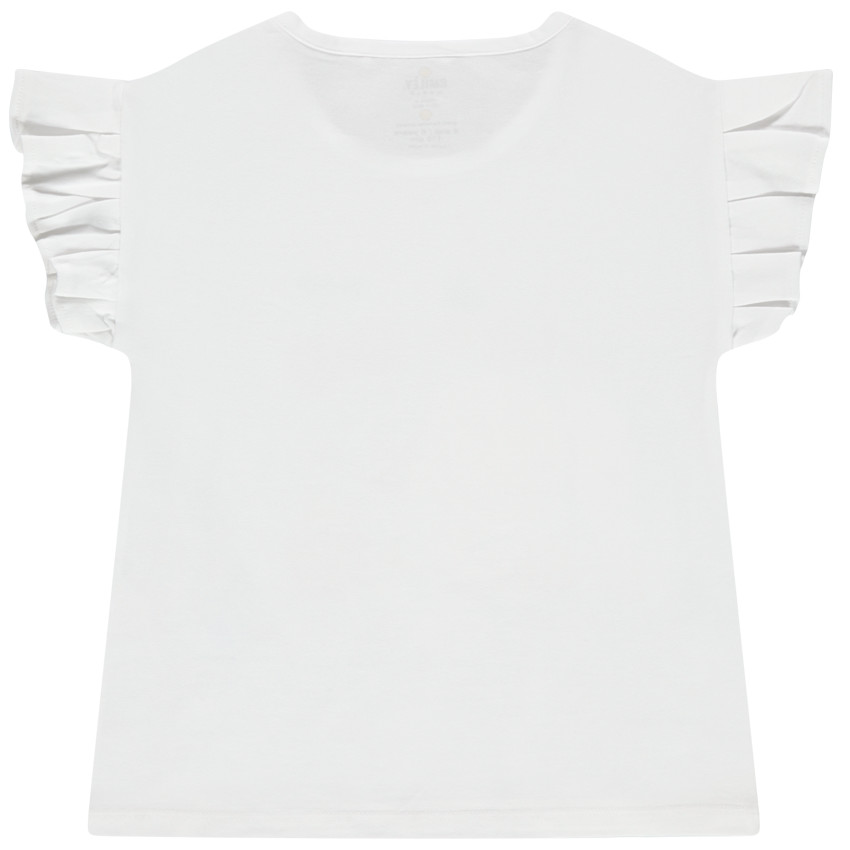 T-shirt manches courtes volantées motif SmileyWorld en sequins 
