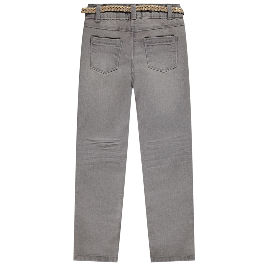 Jean denim avec ceinture tressée et papillon pour fille 