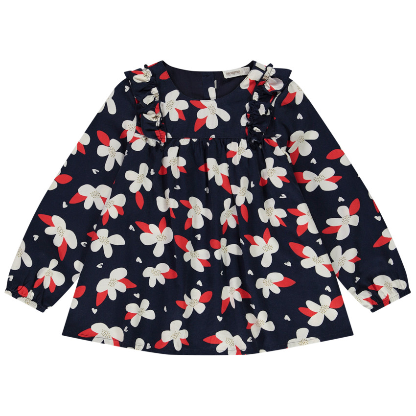 Tunique manches longues imprimé fleurs pour fille 