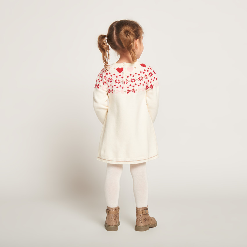 Robe manches longues en tricot jacquard pour bébé fille 