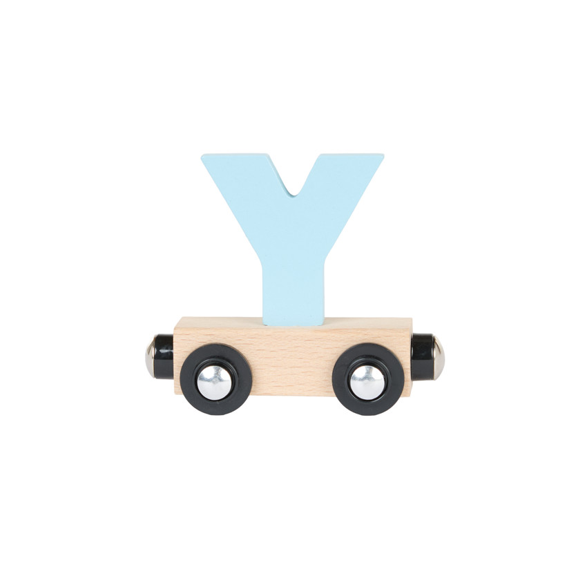 Lettre "Y" wagon en bois - bleu 