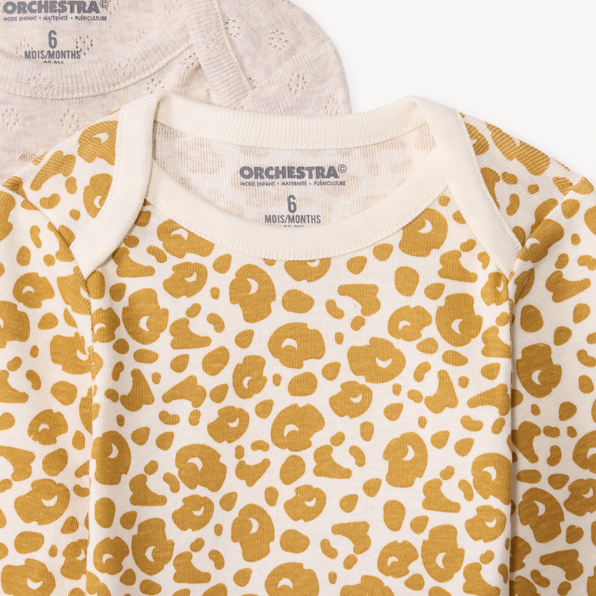 Lot de 7 bodies manches longues tachetés pour bébé fille 