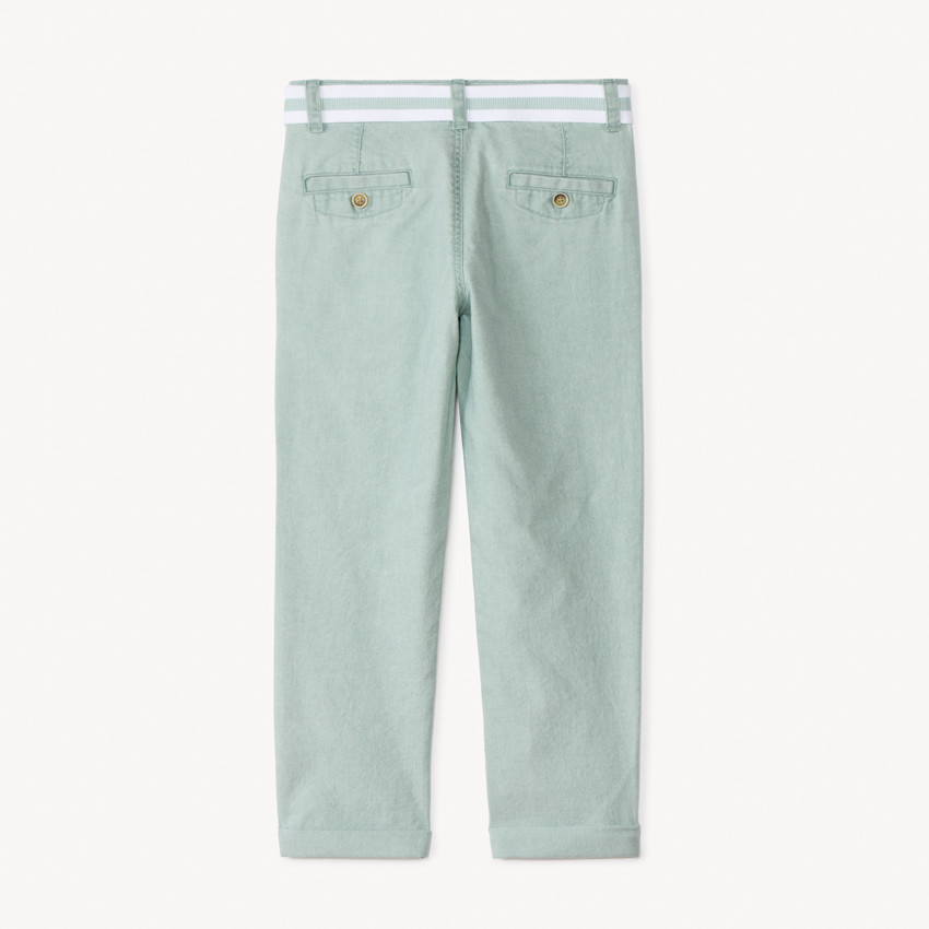 Pantalon droit en toile avec ceinture pour garçon 