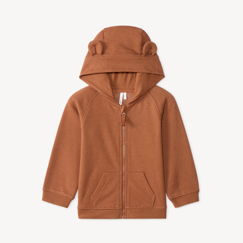 Gilet à capuche ourson uni pour bébé garçon 