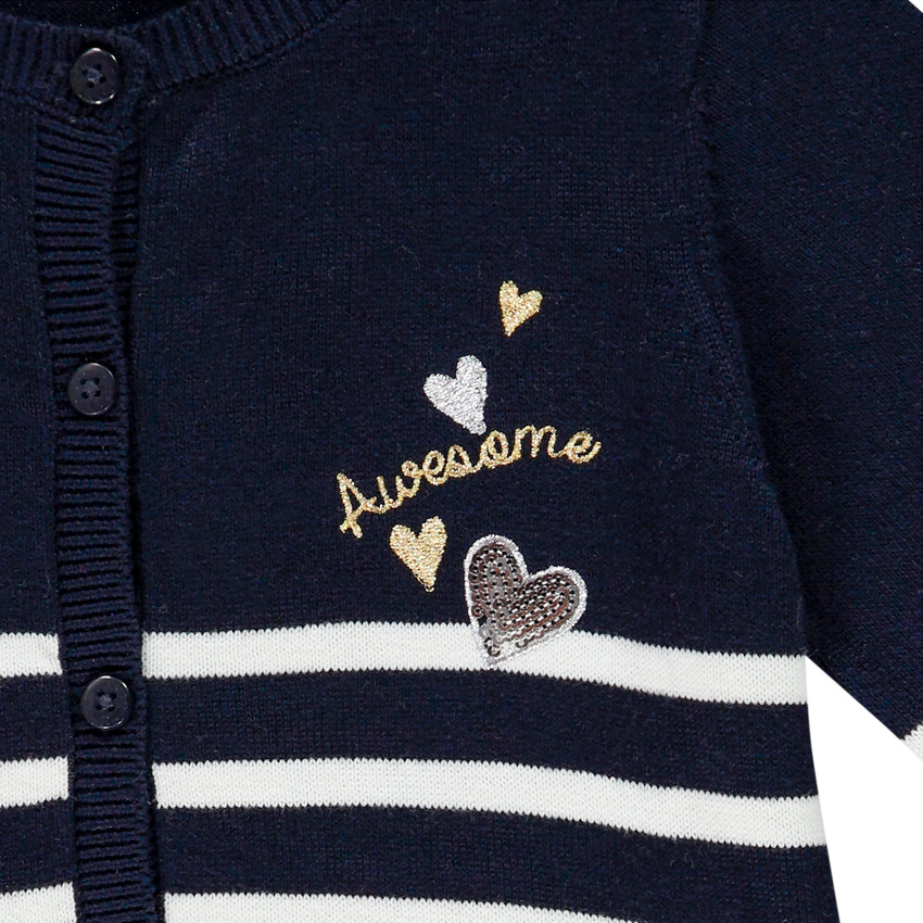 Gilet en tricot rayé pour enfant fille 