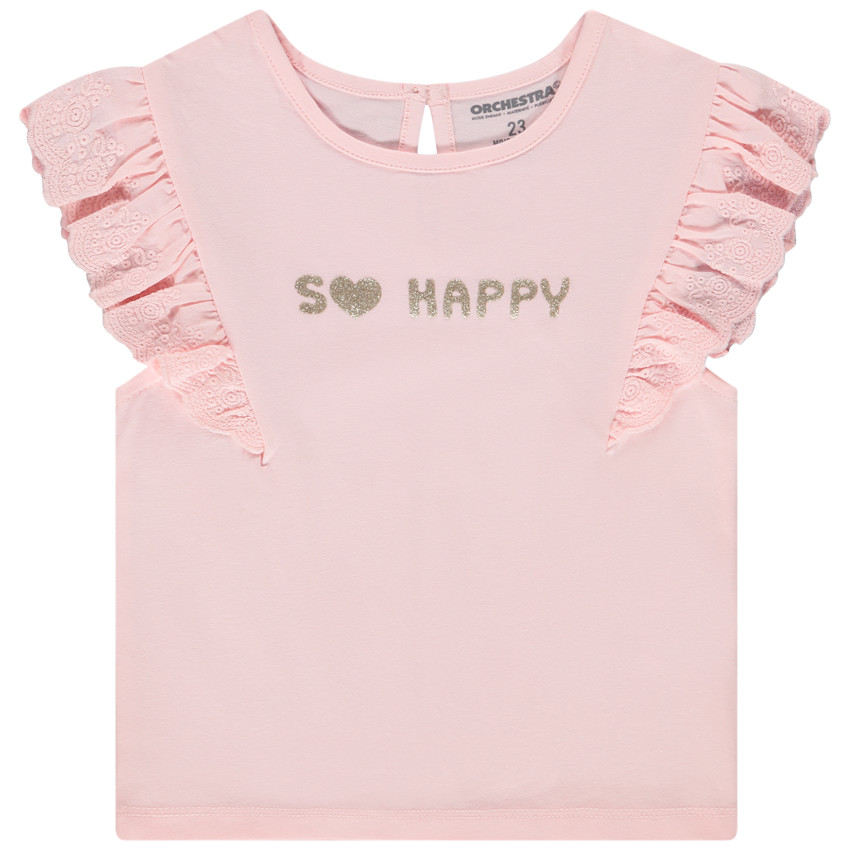 T-shirt manches courtes en broderie anglaise pour bébé fille
