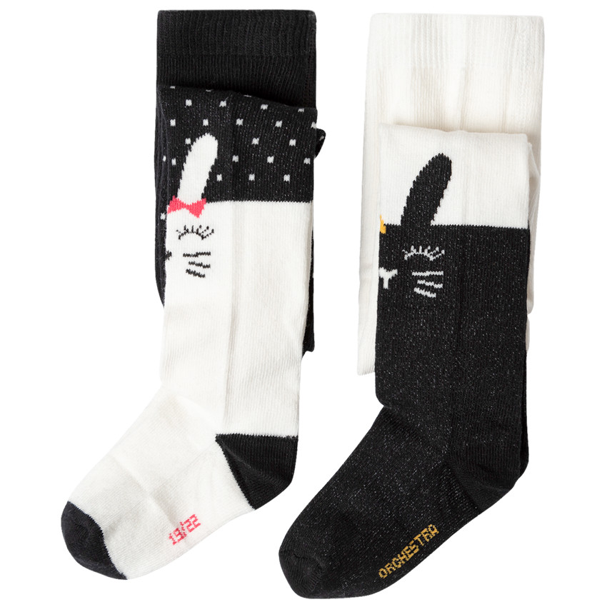 Lot de 2 collants épais motif lapin 