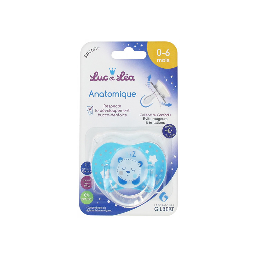 Sucette 0-6 mois Nuit en silicone - Ours 
