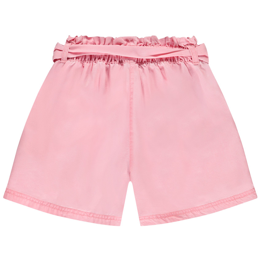 Short taille haute en twill avec ceinture à nouer pour fille 