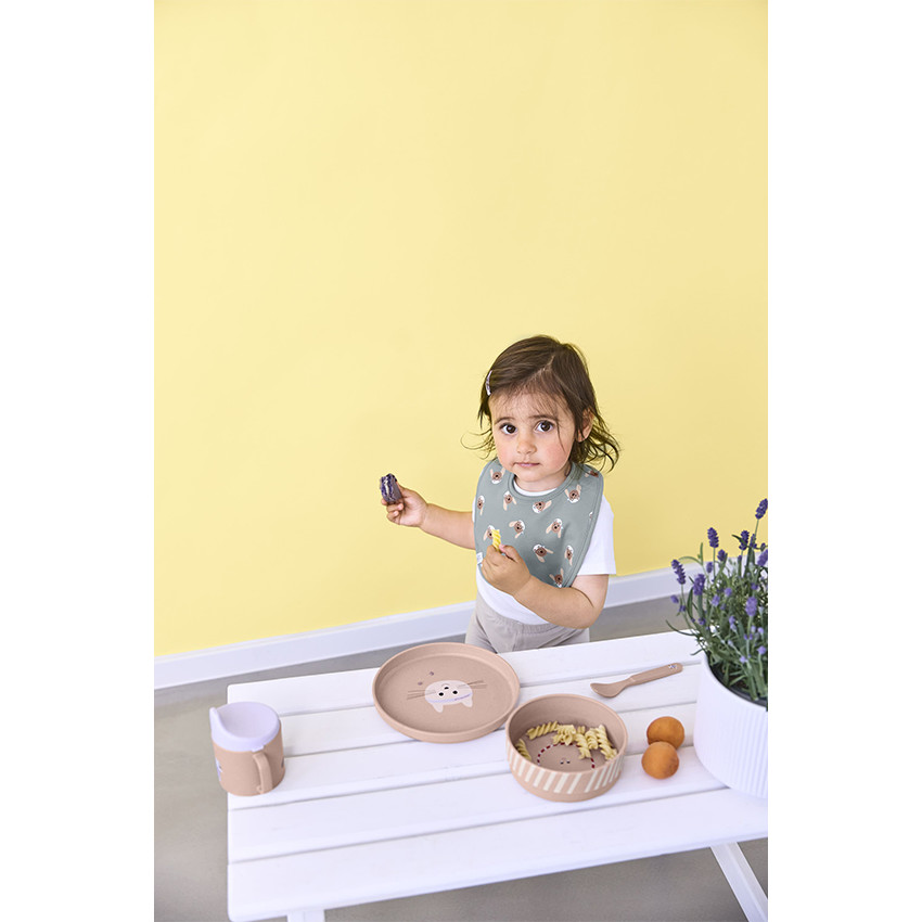 Lot de 5 bavoirs imperméable coton bio Tiny Team Chien 