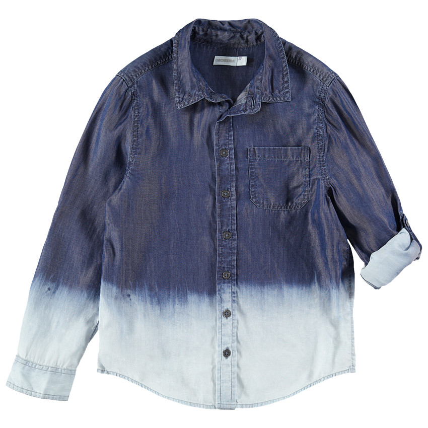 Junior - Chemise manches longues effet tie and dye avec poche 