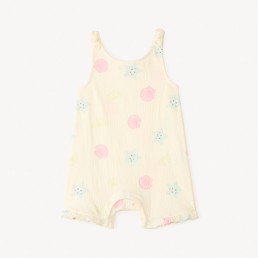 Combinaison courte imprimé plage pour bébé fille  
