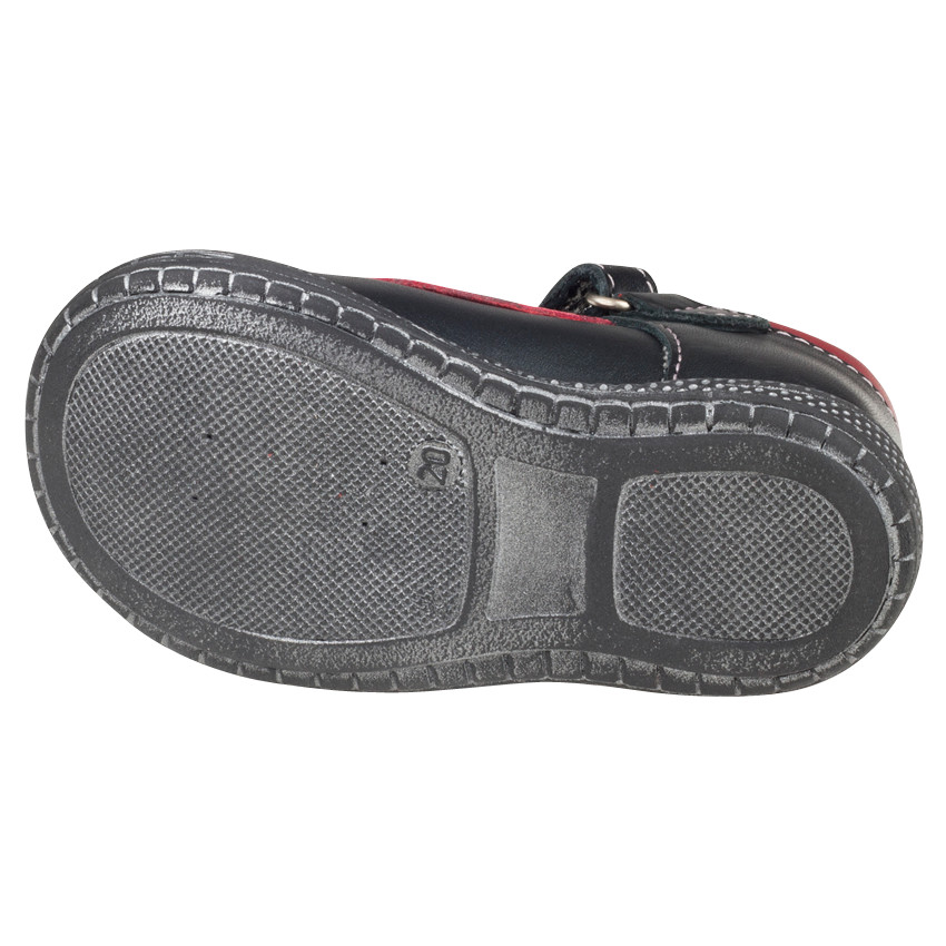 Babies noires et rouges en cuir avec patchs fleur et rivets 