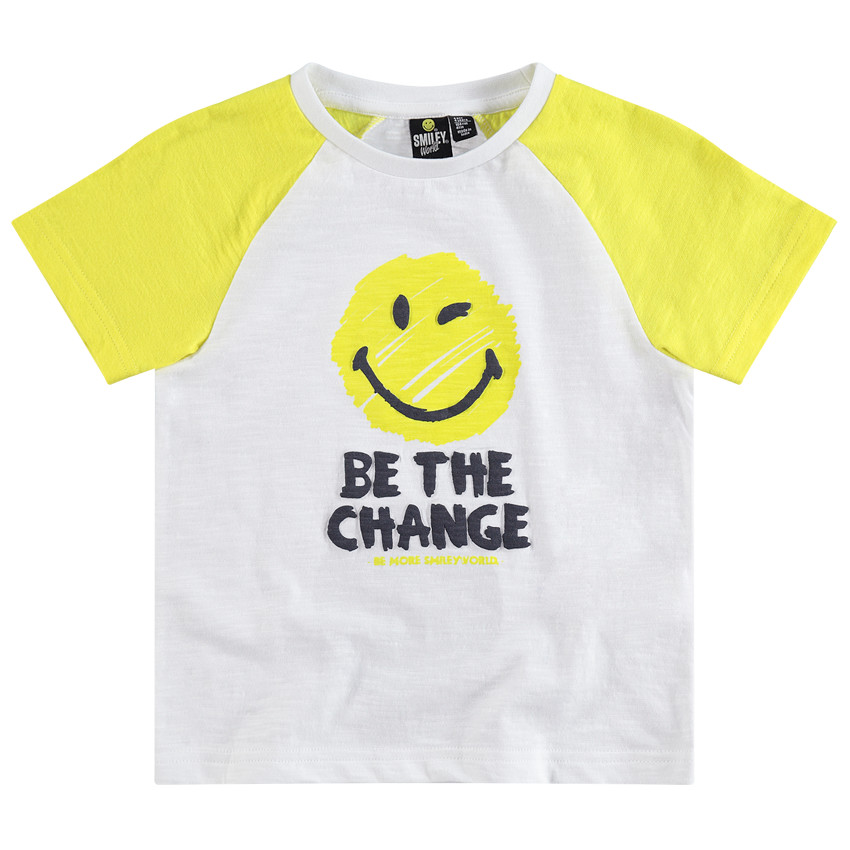 Tee-shirt manches courtes raglan avec print SmileyWorld 