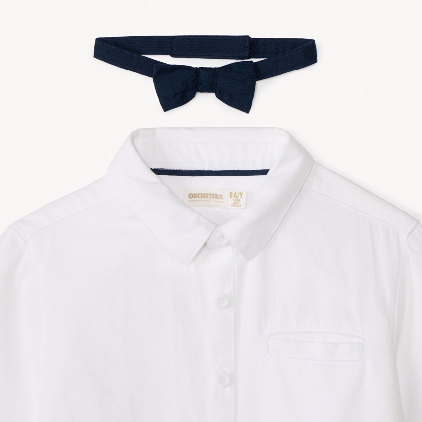 Chemise manches courtes de cérémonie + nœud papillon pour garçon 