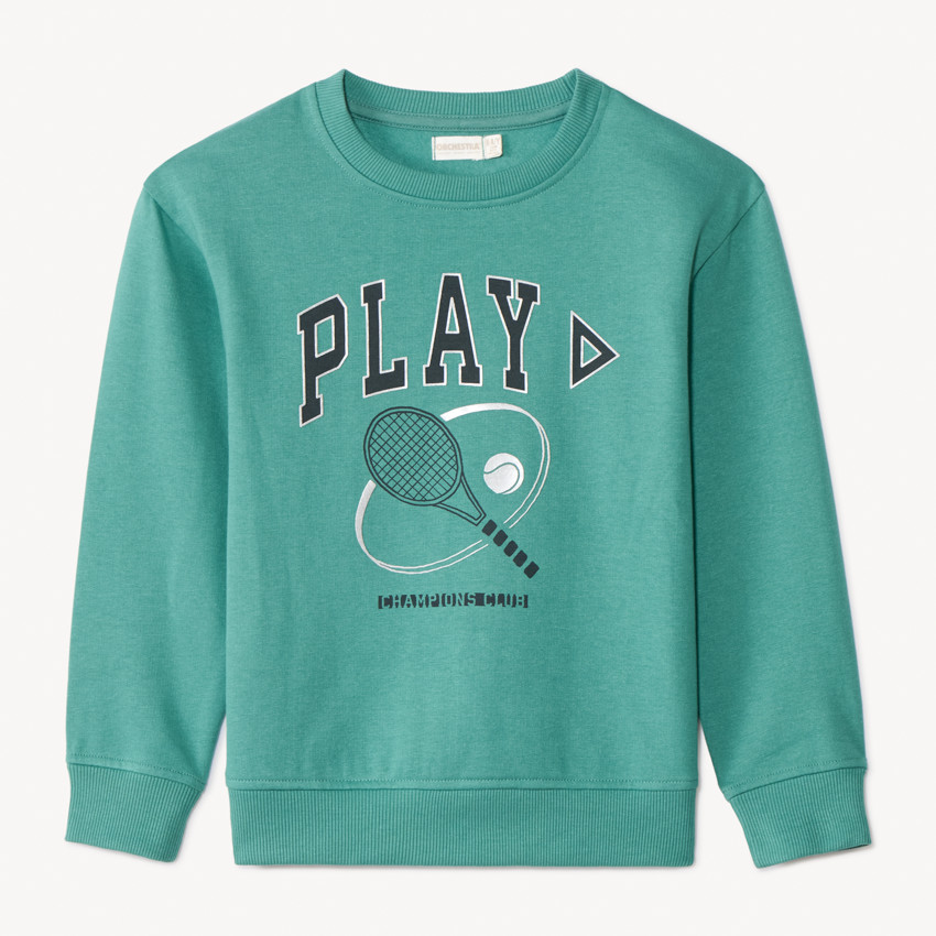 Sweat molleton uni print tennis pour garçon