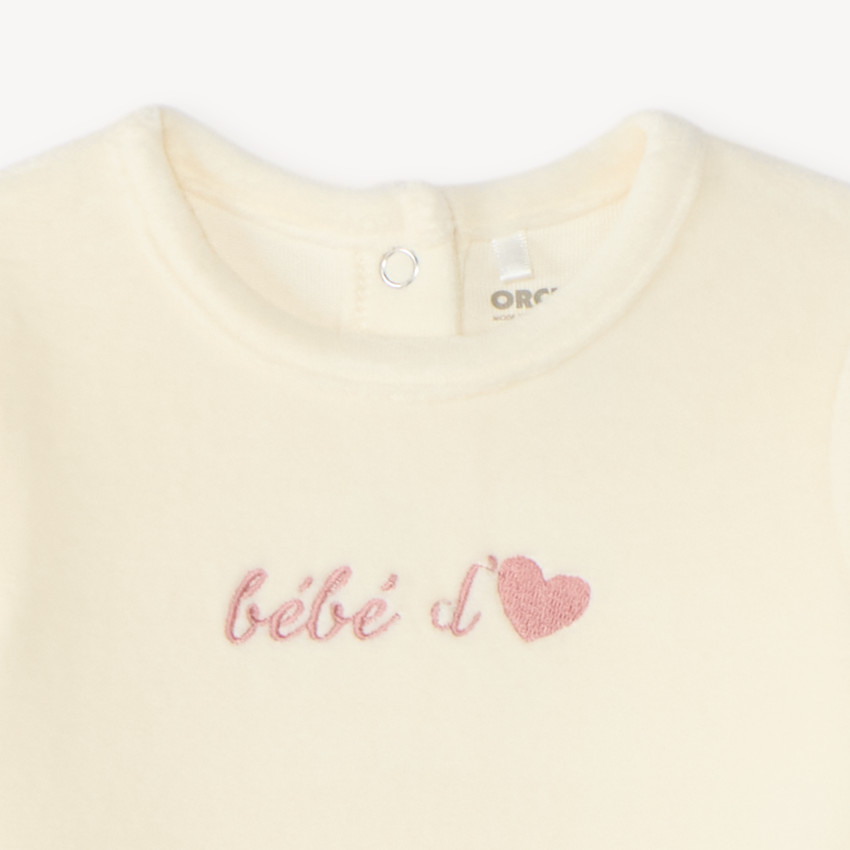 Dors-bien en velours bébé fille broderie fantaisie 