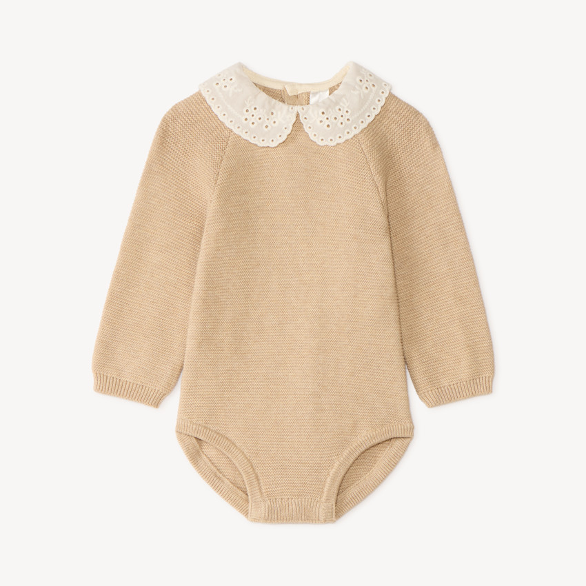 Combinaison barboteuse col claudine pour bébé fille