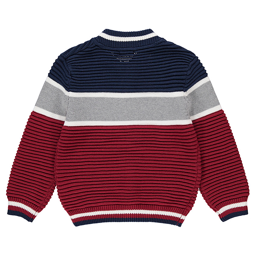 Gilet en tricot ottoman avec rayures contrastées et badge drapeau 