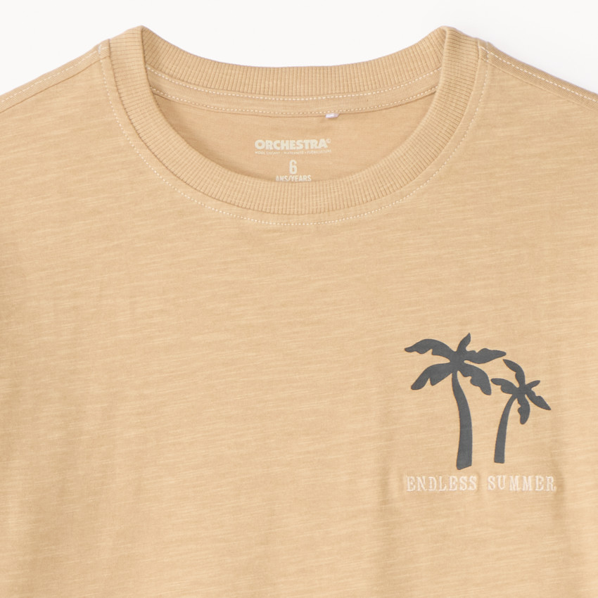 T-shirt manches courtes chiné imprimé palmier pour garçon  