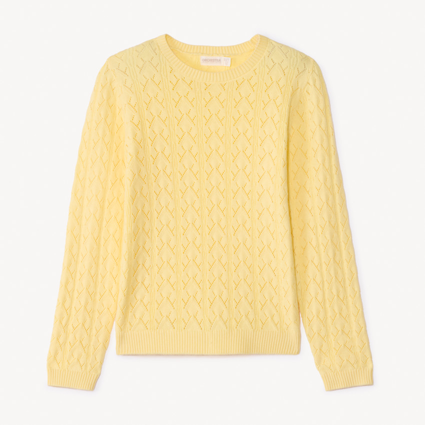Pull en tricot ajouré uni pour fille