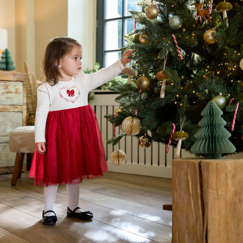 Robe de fête manches longues effet 2 en 1 pour bébé fille 