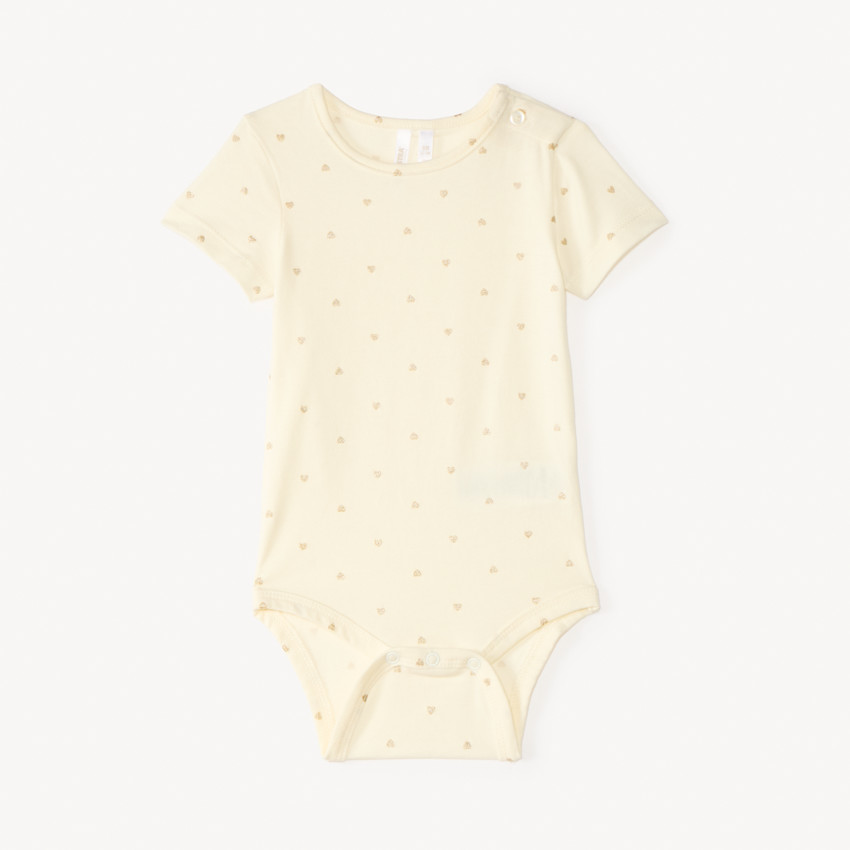 Ensemble court 2 pièces body + barboteuse fantaisie à cœurs pour bébé fille  