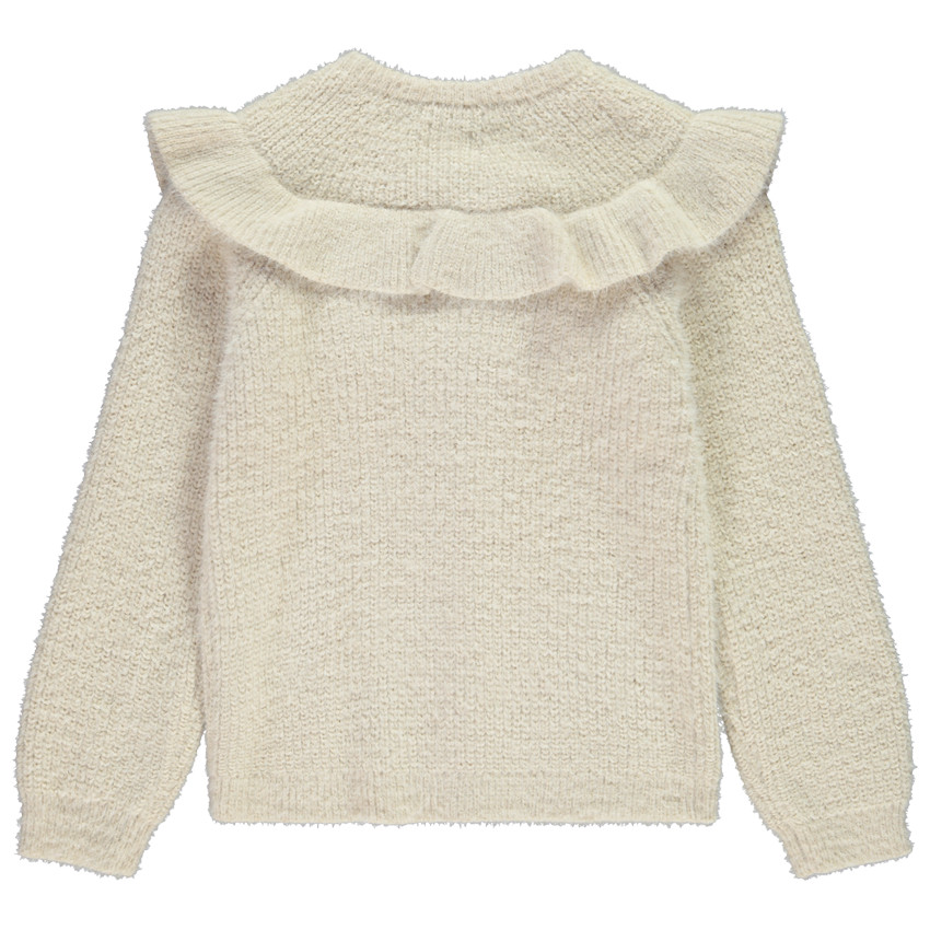 Gilet manches longues en tricot avec volantes pour fille 