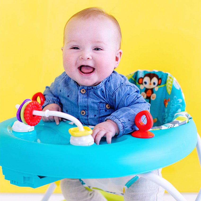 Trotteur pliable Giggling Safari bleu/vert 