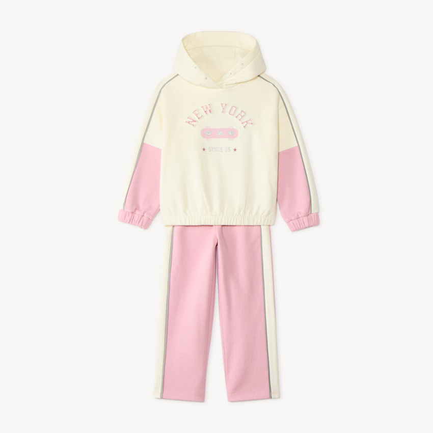 Ensemble de jogging fille bicolore avec paillettes 