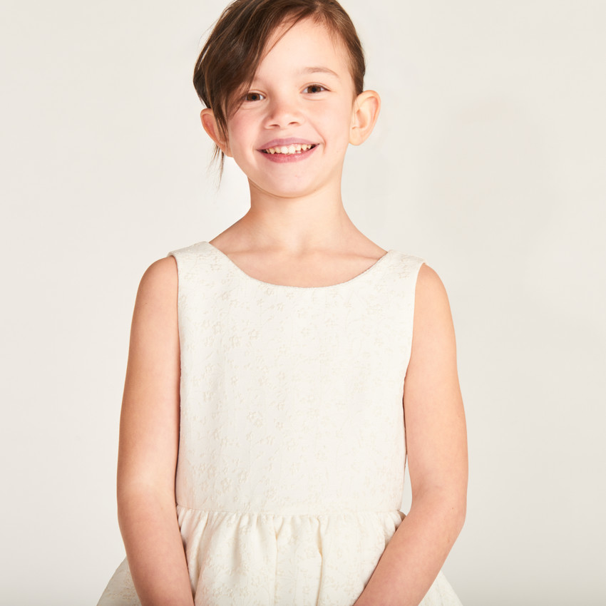 Robe en jacquard et tulle avec motifs floraux pour fille 
