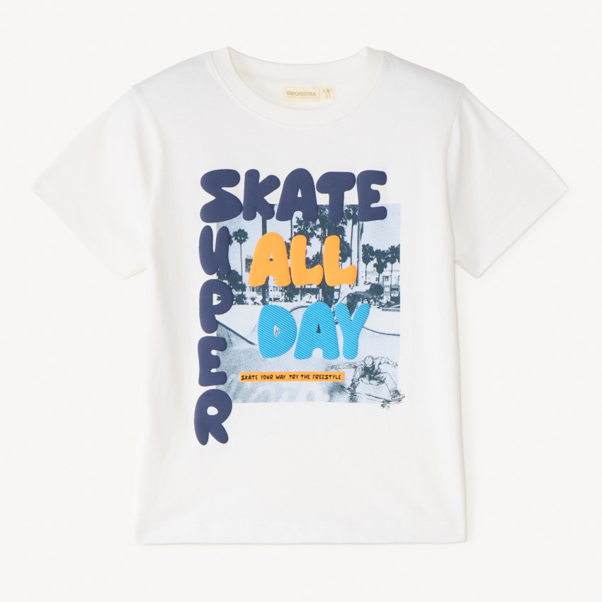 T-shirt manches courtes motifs Skateboard pour garçon 