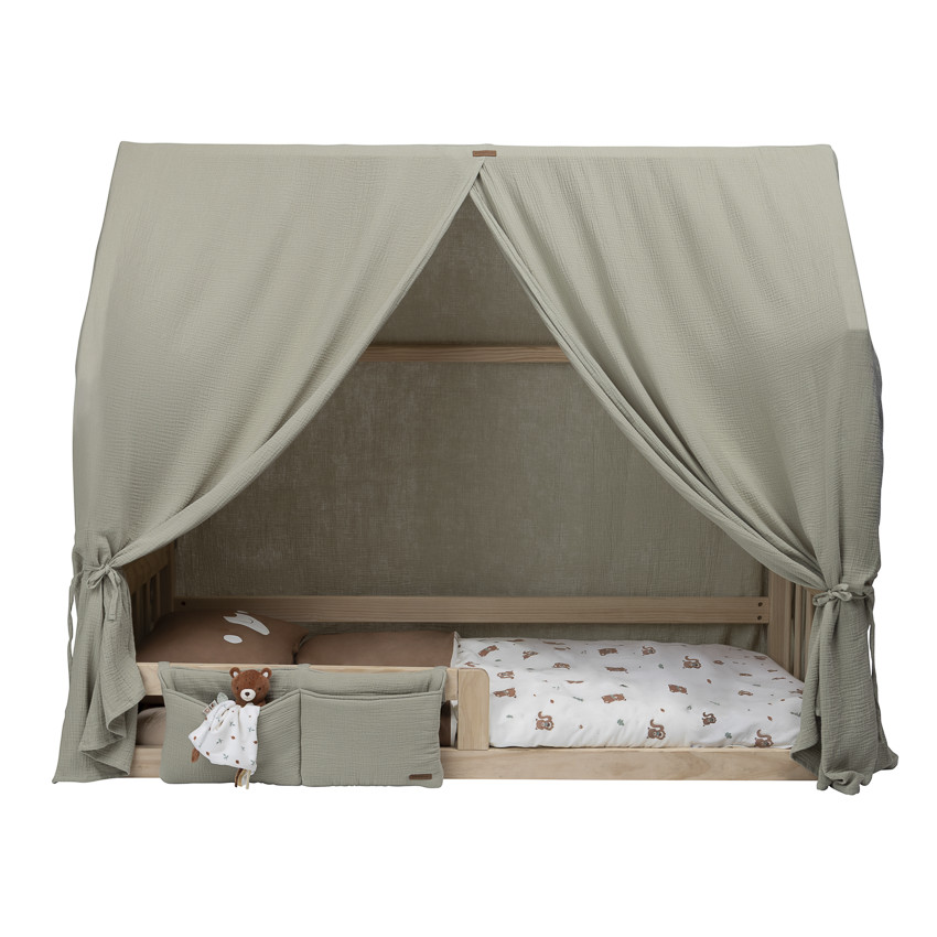 Pochette de lit à suspendre en gaze vert 