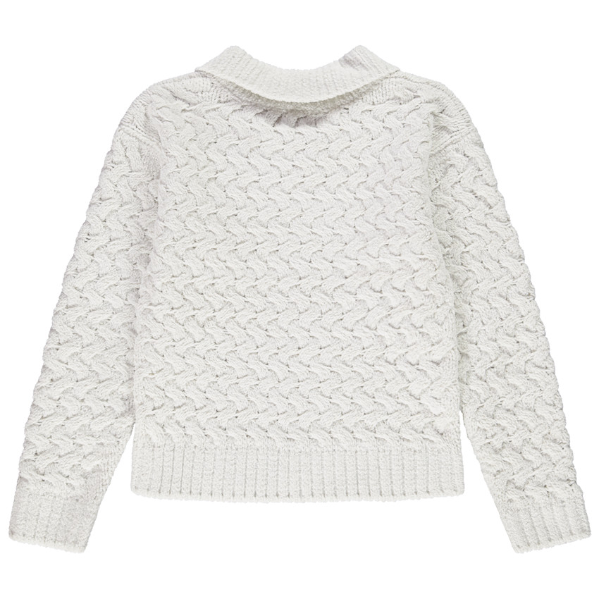 Pull en tricot fantaisie avec col polo pour fille 