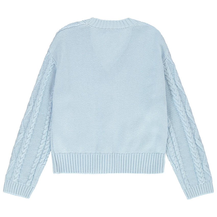 Gilet en tricot avec jeux de mailles torsadées pour fille 