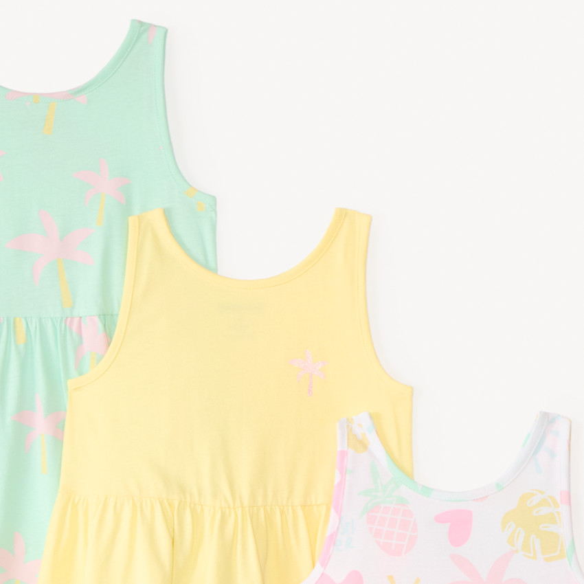 Lot de 3 robes débardeur imprimé fantaisie pour fille 