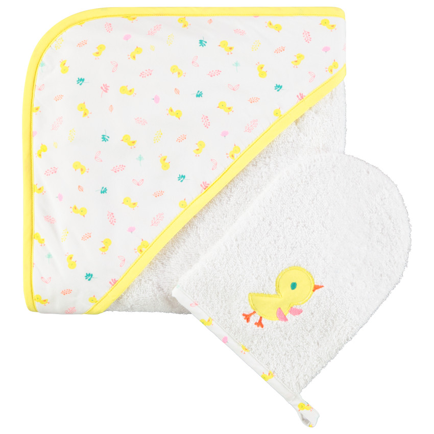 Set de bain avec cape et gant pour bébé fille 