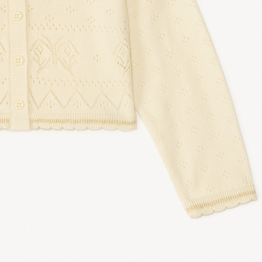 Gilet en tricot ajouré papillons pour bébé fille 