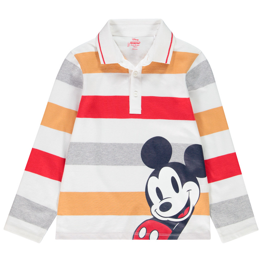 Polo manches longues à rayures et print Mickey Disney pour enfant garçon 