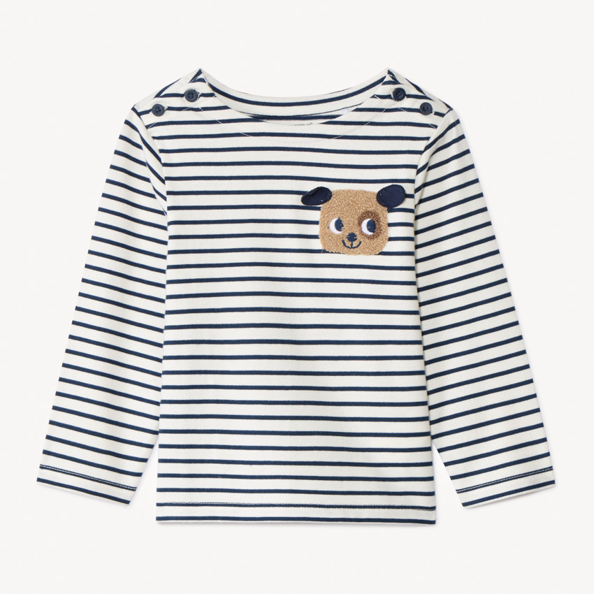 T-shirt manches longues marinière fantaisie pour bébé garçon 