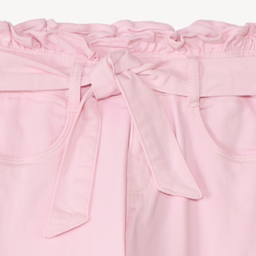 Jean paperbag uni à nouer pour fille 