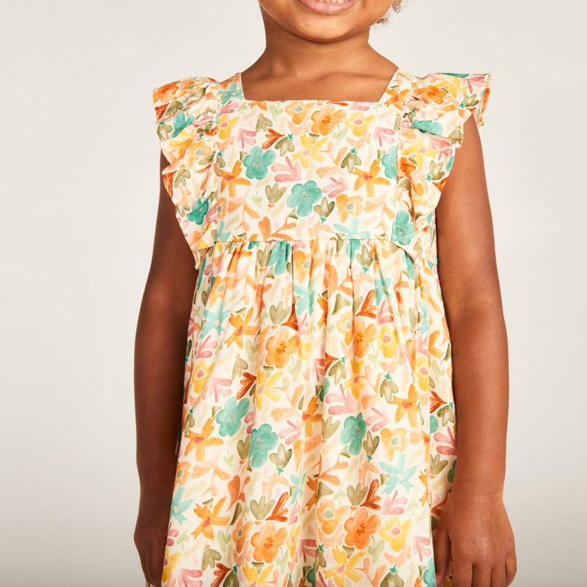 Robe manches courtes imprimée florale pour bébé fille 